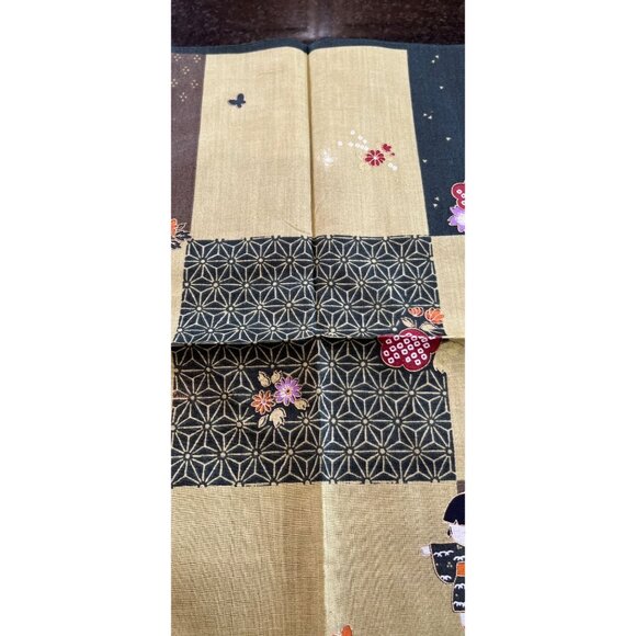 Vintage Japanese Handkerchief Little Boy & Girl Playing Butterflies And Flowers - Picture 6 of 9